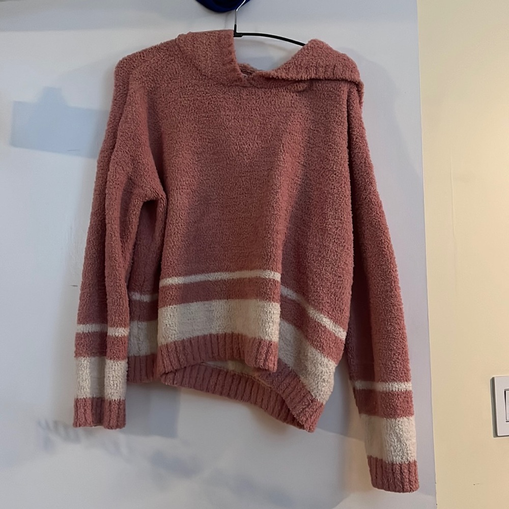 Pink and white striped sweater